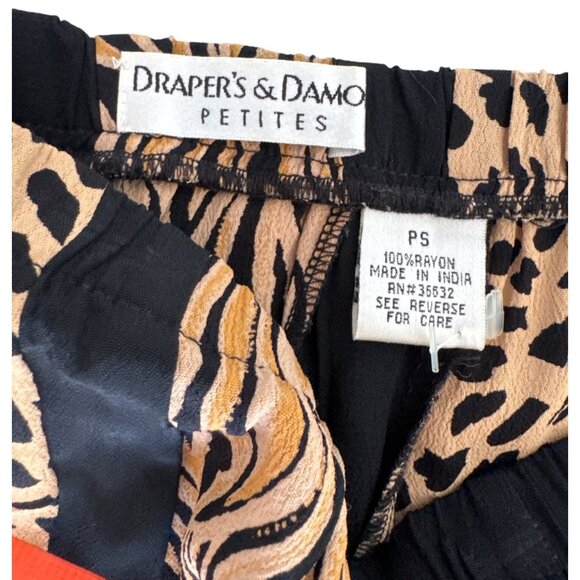 Drapers & Damons Petite Animal Print Midi Skirt Rayon Black & Tan size PS - Picture 4 of 7